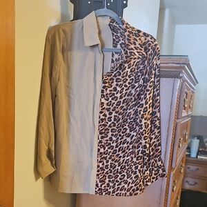Leopard Print and Tan Blouse